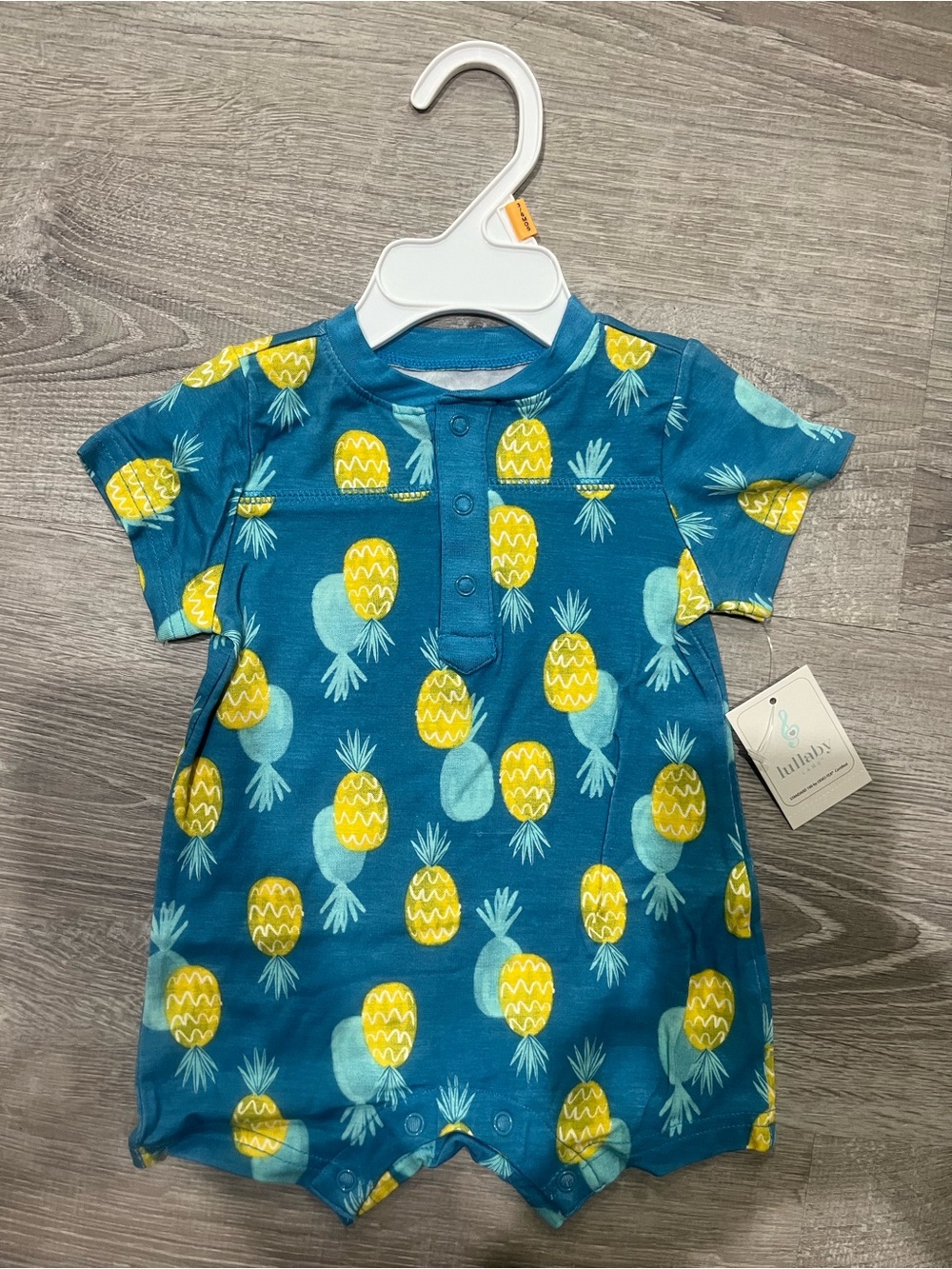Blue Pineapple Print Baby Romper